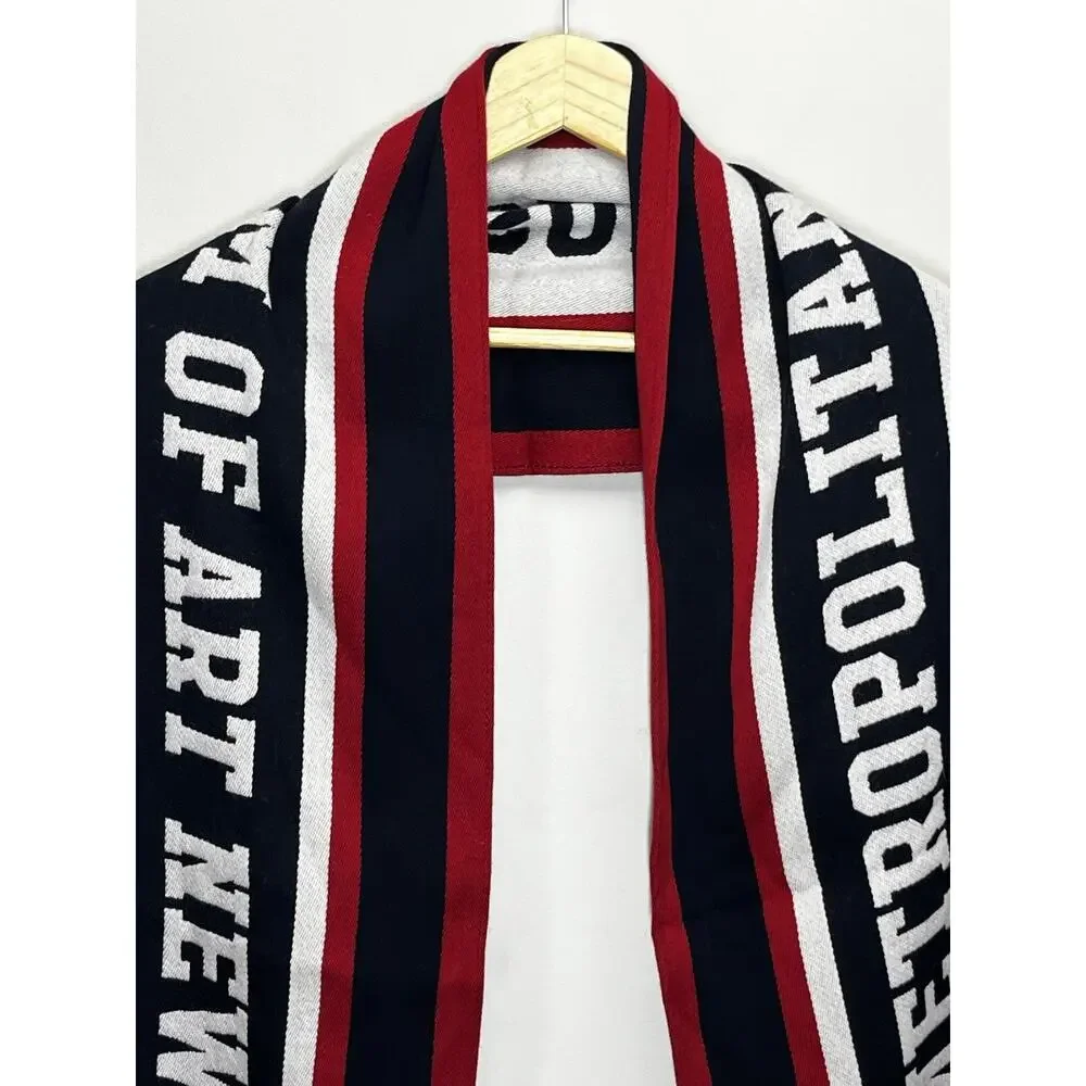 The Met Metropolitan Museum of Art New York Striped Wool Scarf Red White Blue
